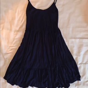 Navy open back babydoll dress